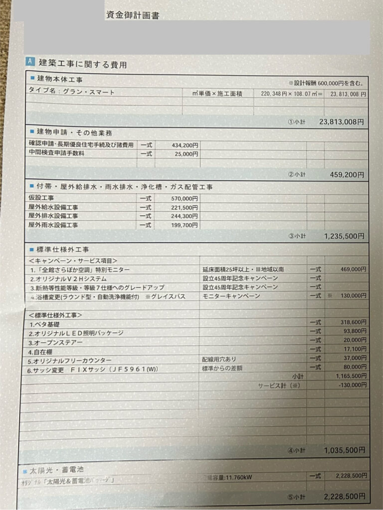 一条工務店見積書